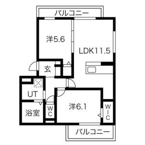 2LDK 間取り図
