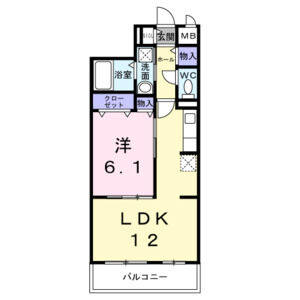 1LDK 間取り図
