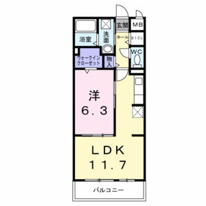 1LDK 間取り図