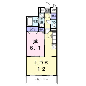 1LDK 間取り図