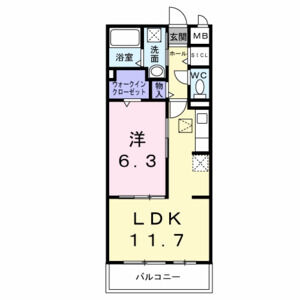 1LDK 間取り図