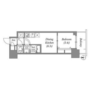 1DK 間取り図