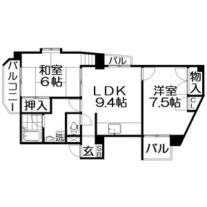 2DK 間取り図