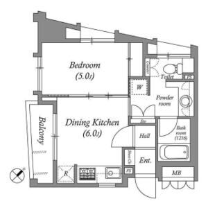 1DK 間取り図