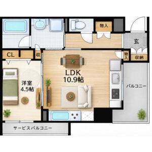 1LDK 間取り図