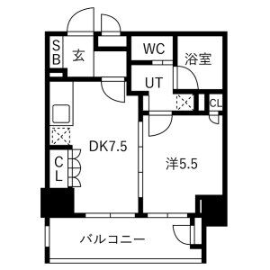 1DK 間取り図