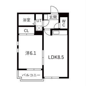 1LDK 間取り図