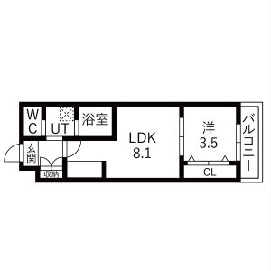 1LDK 間取り図