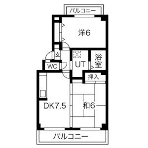 2DK 間取り図