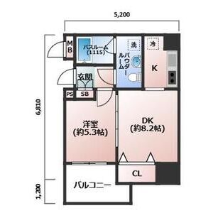 1DK 間取り図