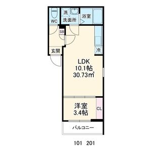 1LDK 間取り図