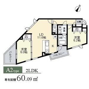 2LDK 間取り図