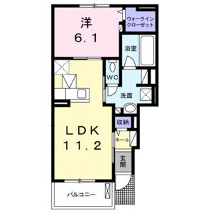 1LDK 間取り図