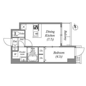 1DK 間取り図