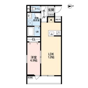 1LDK 間取り図
