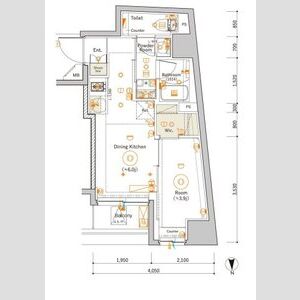 1DK 間取り図