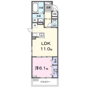 1LDK 間取り図
