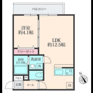 1LDK 間取り図
