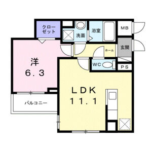 1LDK 間取り図