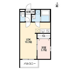 1LDK 間取り図