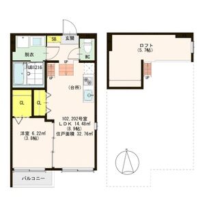 1LDK 間取り図