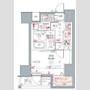 1K 間取り図