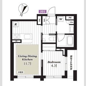 1LDK 間取り図