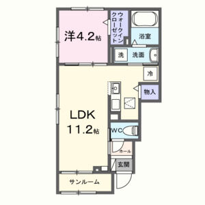1LDK 間取り図