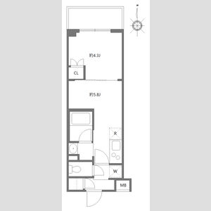 1DK 間取り図
