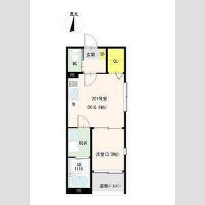 1DK 間取り図