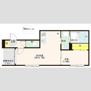 1LDK 間取り図