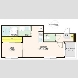 1LDK 間取り図