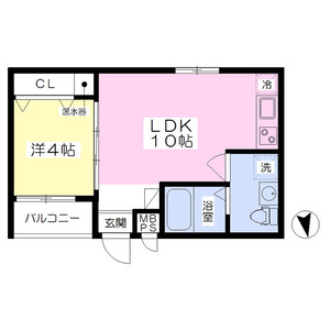1LDK 間取り図
