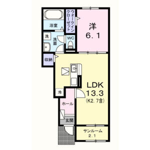 1LDK 間取り図