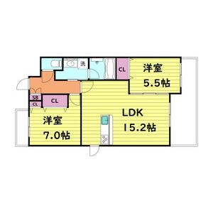 2LDK 間取り図