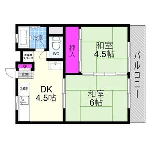 2DK 間取り図