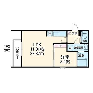 1LDK 間取り図