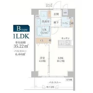 1LDK 間取り図