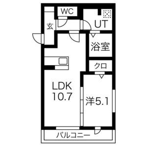 1LDK 間取り図