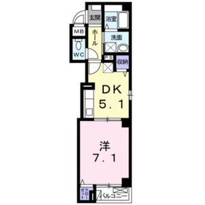 1DK 間取り図
