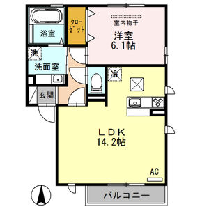 1LDK 間取り図