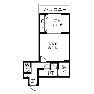 1LDK 間取り図
