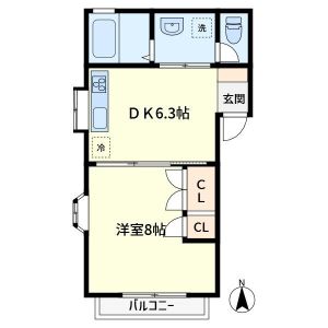 1DK 間取り図