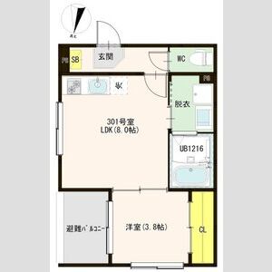 1LDK 間取り図