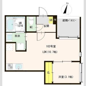 1LDK 間取り図