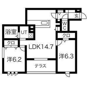 2LDK 間取り図