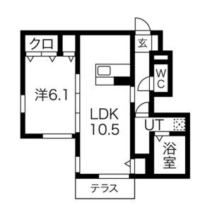 1LDK 間取り図