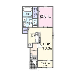 1LDK 間取り図