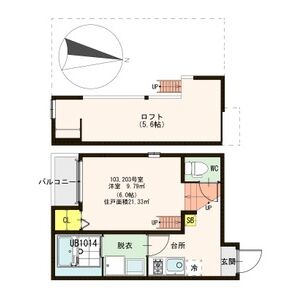 1K 間取り図