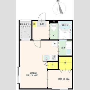 1LDK 間取り図